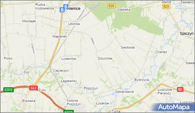 mapa Dziuchów, Dziuchów na mapie Targeo