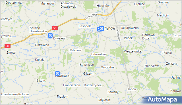 mapa Edwardów gmina Chynów, Edwardów gmina Chynów na mapie Targeo