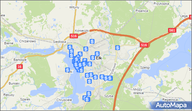 mapa Ełku, Ełk na mapie Targeo