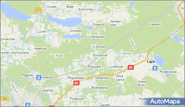 mapa Emilianów gmina Gostynin, Emilianów gmina Gostynin na mapie Targeo