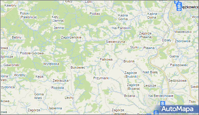 mapa Falkowa, Falkowa na mapie Targeo