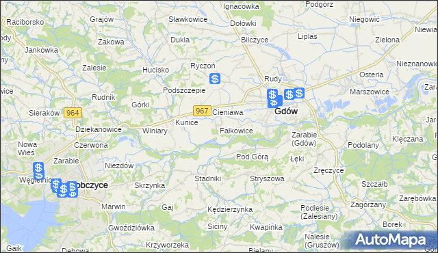 mapa Fałkowice gmina Gdów, Fałkowice gmina Gdów na mapie Targeo