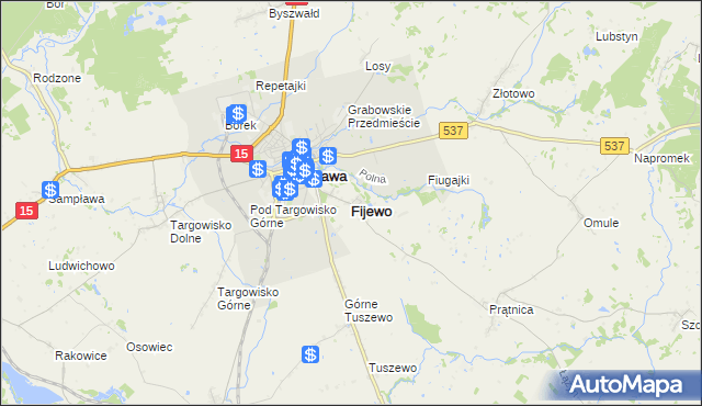 mapa Fijewo gmina Lubawa, Fijewo gmina Lubawa na mapie Targeo