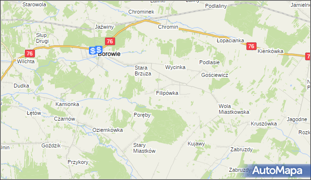 mapa Filipówka gmina Borowie, Filipówka gmina Borowie na mapie Targeo