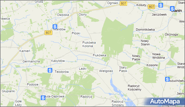 mapa Fiukówka gmina Krzywda, Fiukówka gmina Krzywda na mapie Targeo