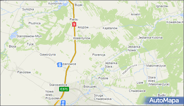 mapa Florencja gmina Iłża, Florencja gmina Iłża na mapie Targeo