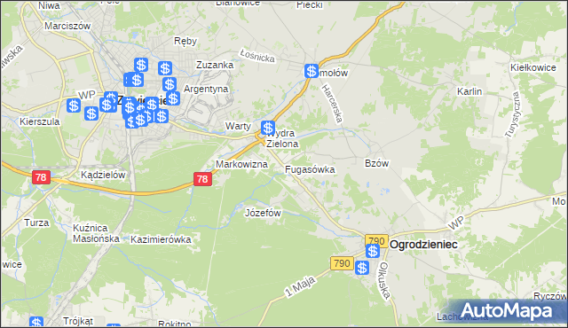 mapa Fugasówka, Fugasówka na mapie Targeo