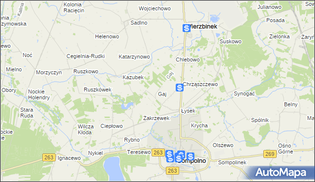 mapa Gaj gmina Wierzbinek, Gaj gmina Wierzbinek na mapie Targeo