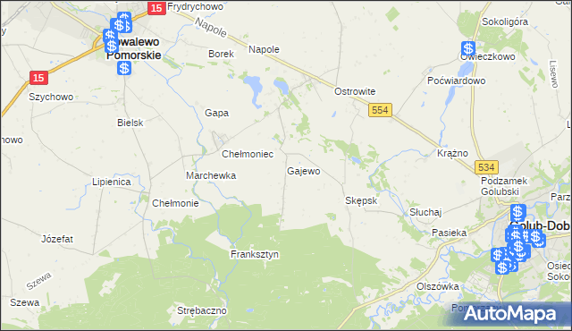 mapa Gajewo gmina Golub-Dobrzyń, Gajewo gmina Golub-Dobrzyń na mapie Targeo