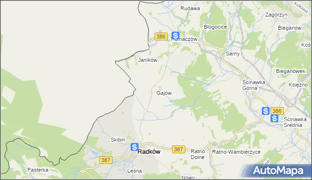 mapa Gajów, Gajów na mapie Targeo