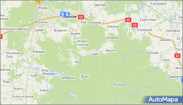 mapa Gałki gmina Gielniów, Gałki gmina Gielniów na mapie Targeo