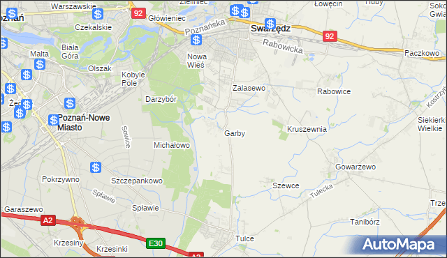 mapa Garby gmina Swarzędz, Garby gmina Swarzędz na mapie Targeo