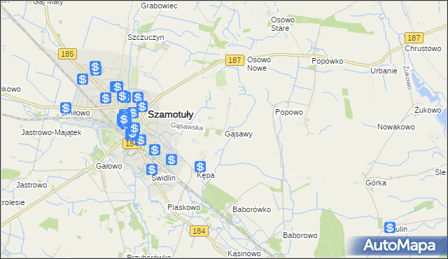 mapa Gąsawy, Gąsawy na mapie Targeo