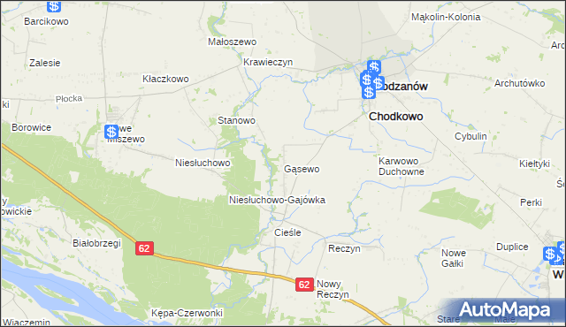 mapa Gąsewo gmina Bodzanów, Gąsewo gmina Bodzanów na mapie Targeo