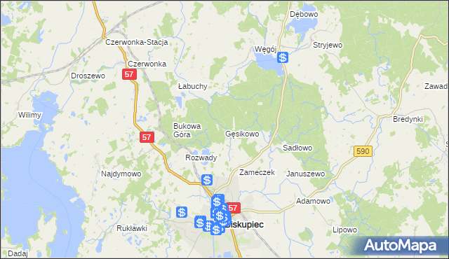 mapa Gęsikowo, Gęsikowo na mapie Targeo