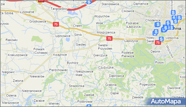mapa Gierczyce gmina Bochnia, Gierczyce gmina Bochnia na mapie Targeo