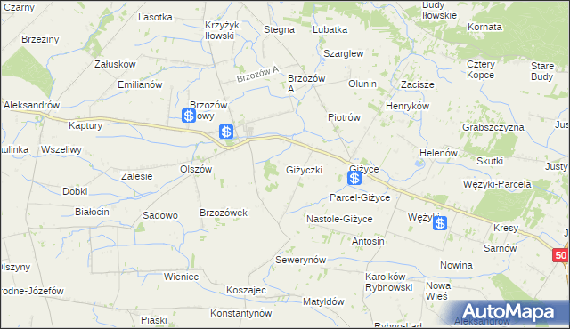 mapa Giżyczki, Giżyczki na mapie Targeo