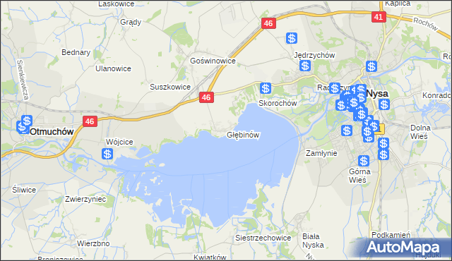mapa Głębinów, Głębinów na mapie Targeo