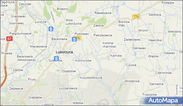 mapa Głęboka gmina Kocmyrzów-Luborzyca, Głęboka gmina Kocmyrzów-Luborzyca na mapie Targeo