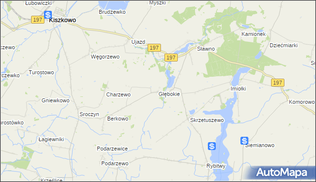 mapa Głębokie gmina Kiszkowo, Głębokie gmina Kiszkowo na mapie Targeo