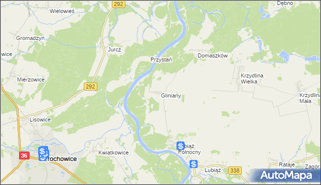 mapa Gliniany gmina Wołów, Gliniany gmina Wołów na mapie Targeo