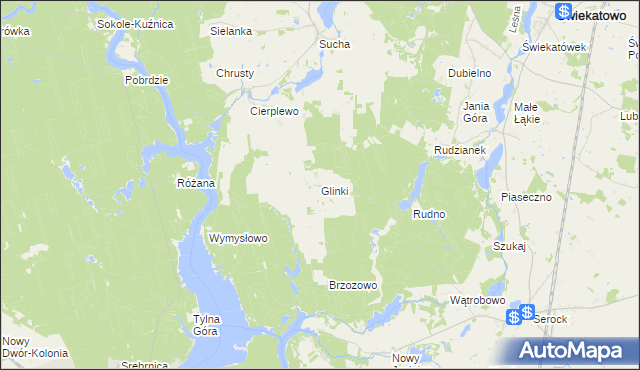 mapa Glinki gmina Koronowo, Glinki gmina Koronowo na mapie Targeo