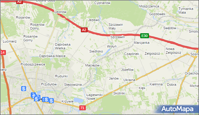 mapa Glinnik gmina Zgierz, Glinnik gmina Zgierz na mapie Targeo