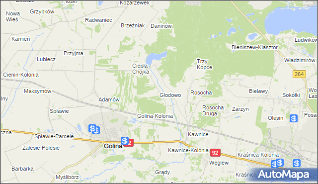mapa Głodowo gmina Golina, Głodowo gmina Golina na mapie Targeo