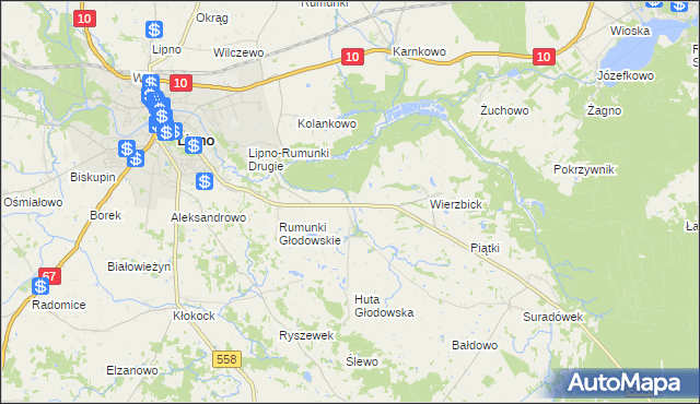 mapa Głodowo gmina Lipno, Głodowo gmina Lipno na mapie Targeo