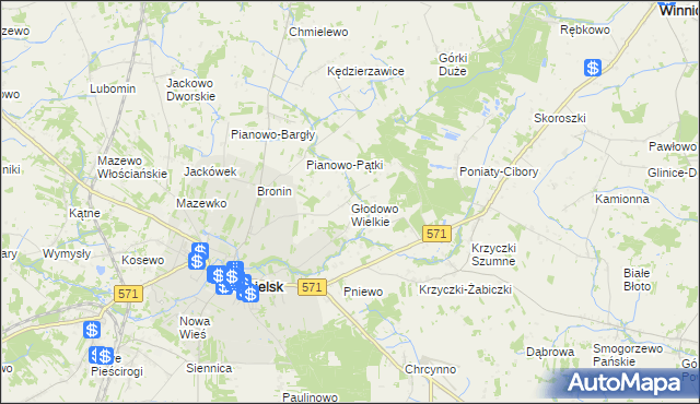 mapa Głodowo Wielkie, Głodowo Wielkie na mapie Targeo