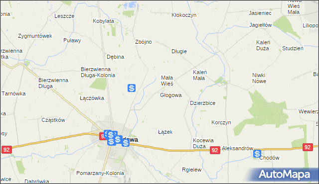 mapa Głogowa gmina Kłodawa, Głogowa gmina Kłodawa na mapie Targeo