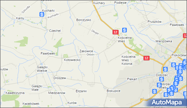 mapa Głóski, Głóski na mapie Targeo