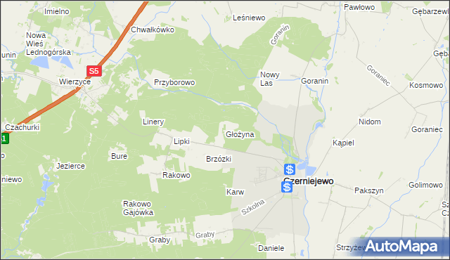 mapa Głożyna, Głożyna na mapie Targeo