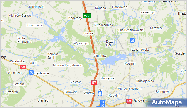mapa Głuchów gmina Grójec, Głuchów gmina Grójec na mapie Targeo
