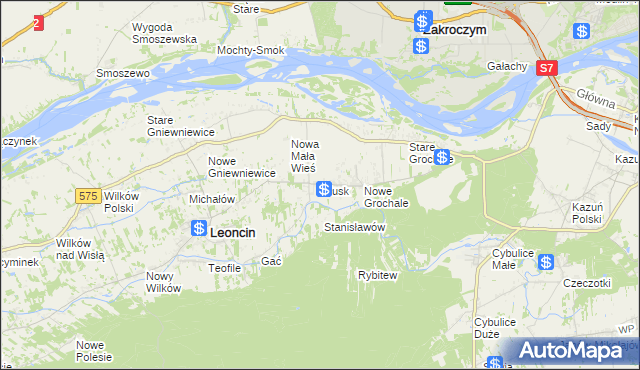mapa Głusk gmina Leoncin, Głusk gmina Leoncin na mapie Targeo