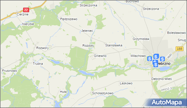 mapa Gniewno, Gniewno na mapie Targeo