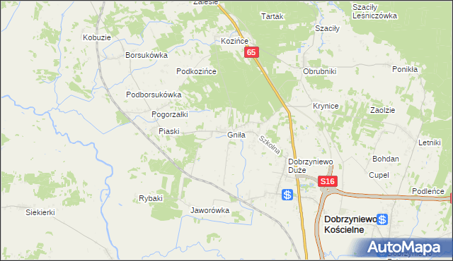 mapa Gniła, Gniła na mapie Targeo