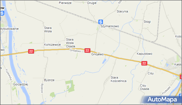 mapa Gnojewo gmina Miłoradz, Gnojewo gmina Miłoradz na mapie Targeo