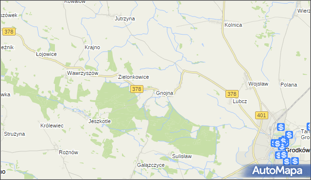 mapa Gnojna gmina Grodków, Gnojna gmina Grodków na mapie Targeo
