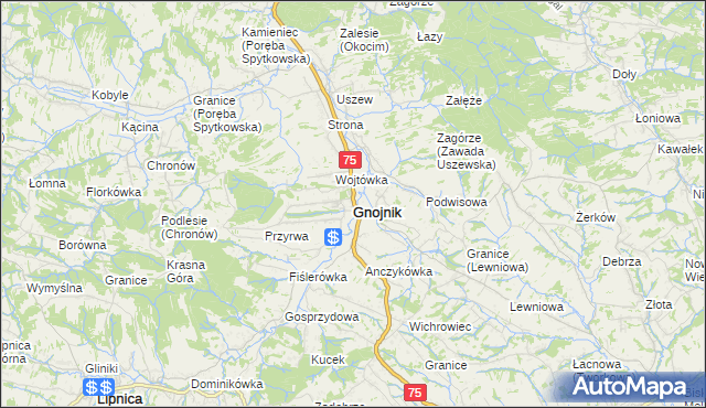 mapa Gnojnik, Gnojnik na mapie Targeo