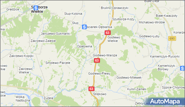 mapa Godlewo-Warsze, Godlewo-Warsze na mapie Targeo