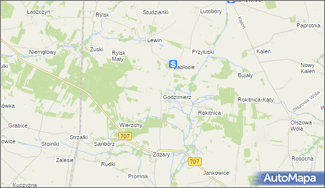 mapa Godzimierz gmina Nowe Miasto nad Pilicą, Godzimierz gmina Nowe Miasto nad Pilicą na mapie Targeo