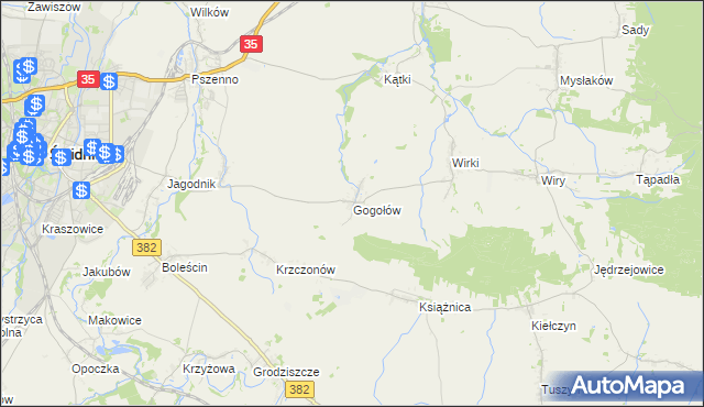 mapa Gogołów gmina Świdnica, Gogołów gmina Świdnica na mapie Targeo