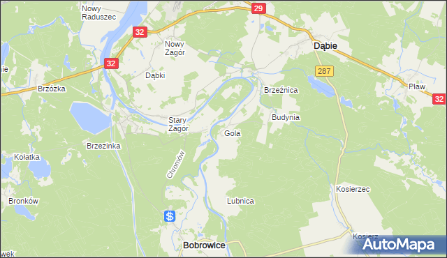 mapa Gola gmina Dąbie, Gola gmina Dąbie na mapie Targeo