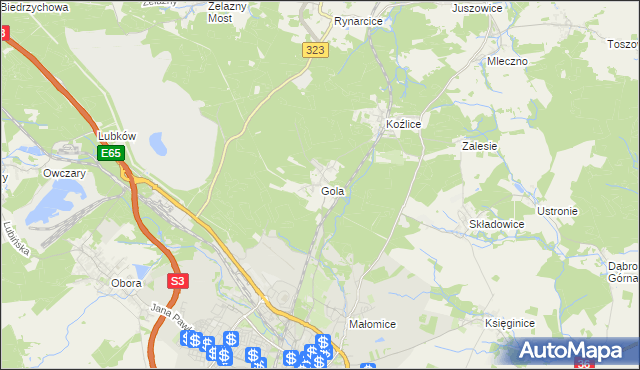 mapa Gola gmina Lubin, Gola gmina Lubin na mapie Targeo