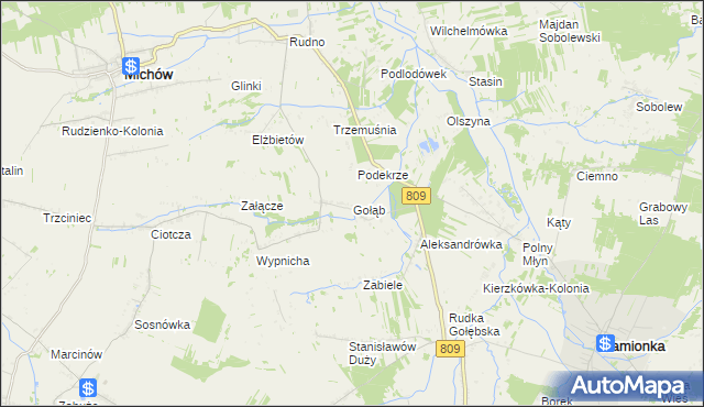 mapa Gołąb gmina Michów, Gołąb gmina Michów na mapie Targeo
