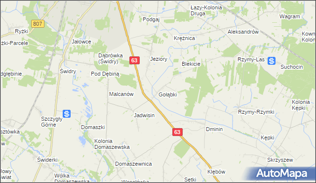 mapa Gołąbki gmina Łuków, Gołąbki gmina Łuków na mapie Targeo