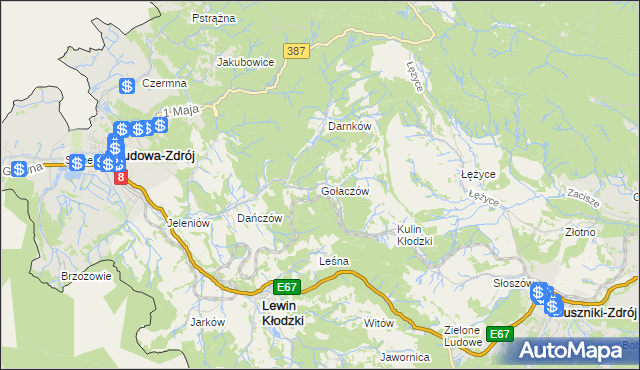 mapa Gołaczów, Gołaczów na mapie Targeo