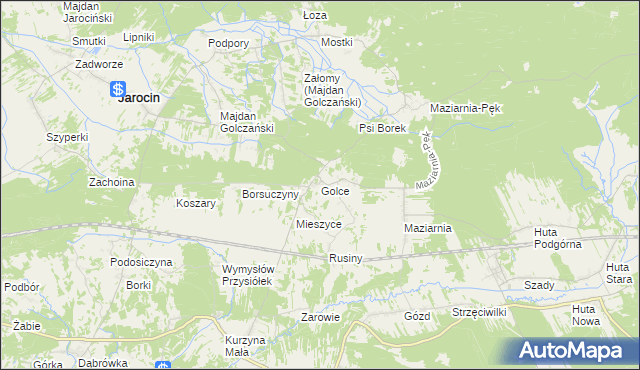 mapa Golce gmina Jarocin, Golce gmina Jarocin na mapie Targeo