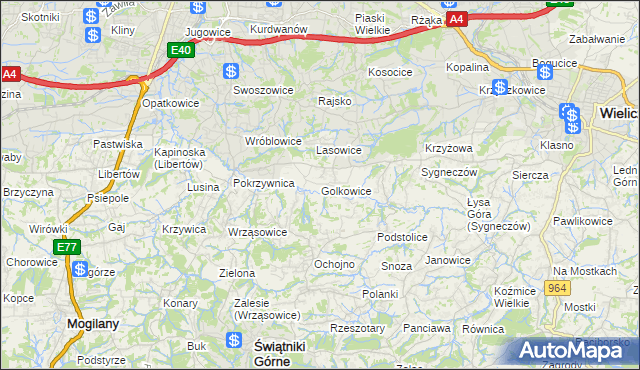 mapa Golkowice, Golkowice na mapie Targeo